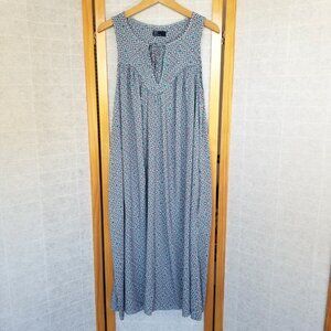 GAP Printed Midi Dress Size Large Casual Rayon Lightweight Sleeveless Pockets